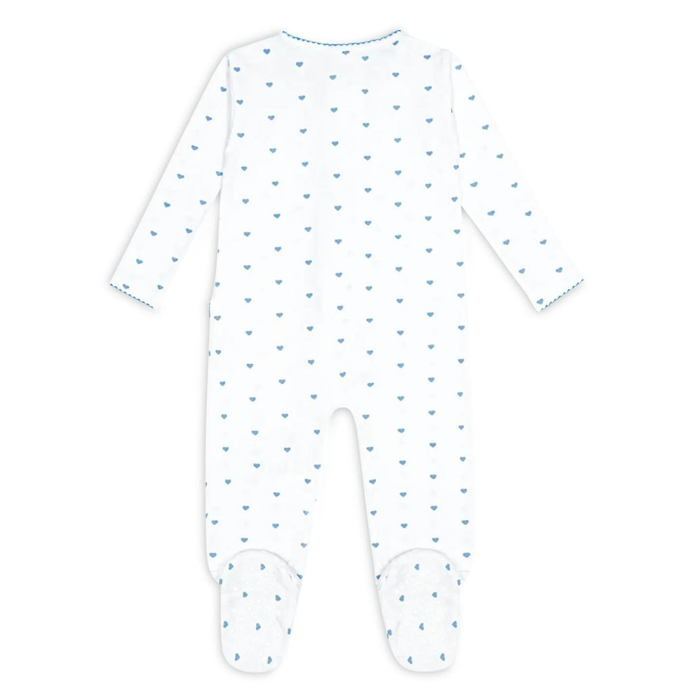 baby blue heart pima footie
