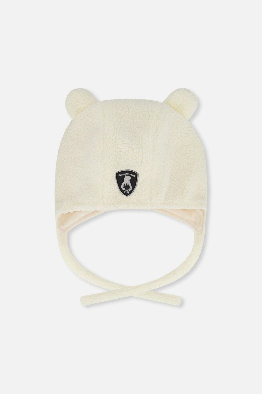 Lined Baby Sherpa Hat With Ear Flaps Off-White