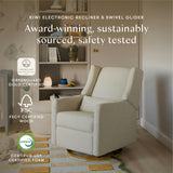 Kiwi Electronic Recliner and Swivel Glider with USB port in Ivory Boucle with Gold Base