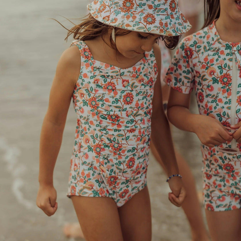 Vintage Girls 1 Piece Swimsuit | UPF + Recycled - In Bloom