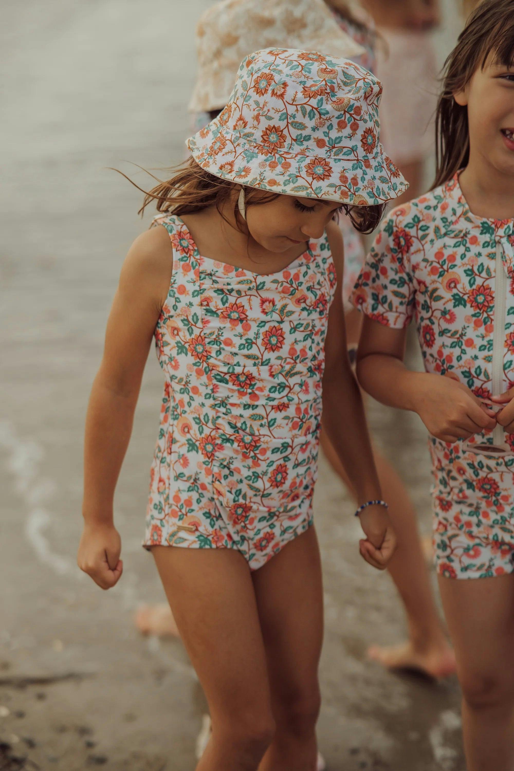 Vintage Girls 1 Piece Swimsuit | UPF + Recycled - In Bloom