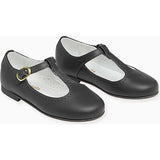 Black Leather Girl T-Bar Shoes