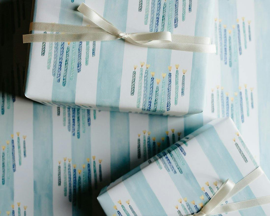 Heart Menorah Gift Wrap