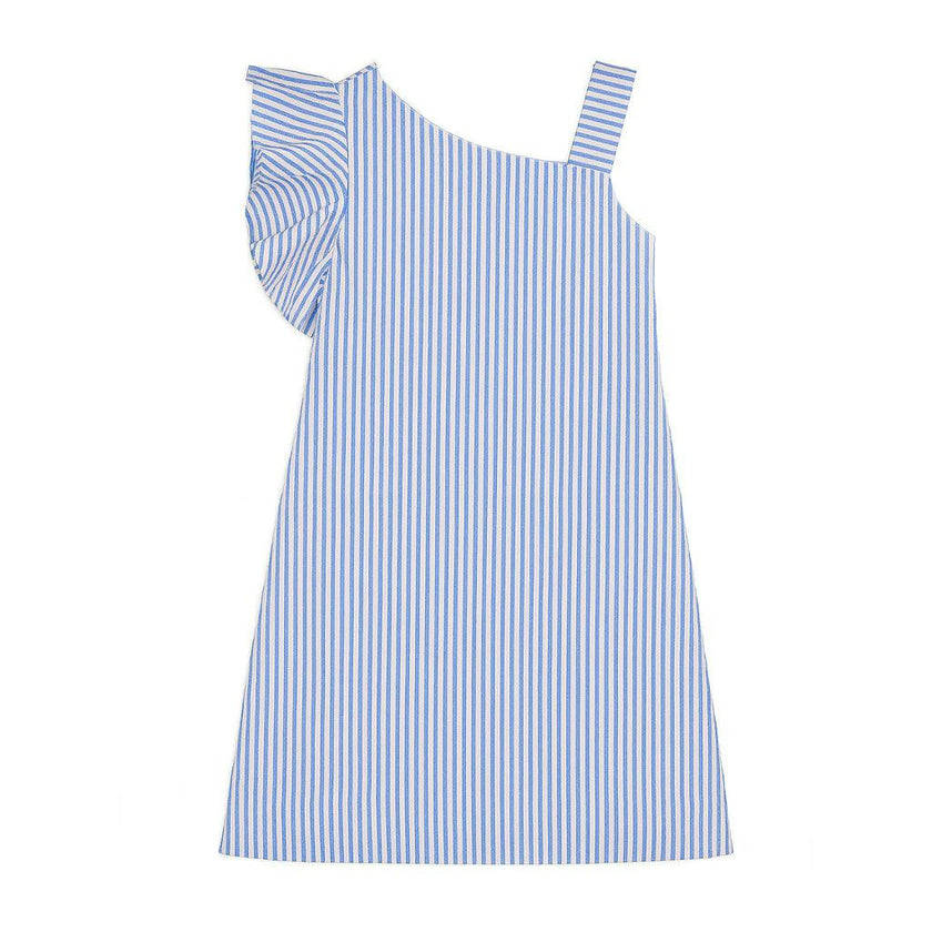 Seersucker Flutter Sleeve Dress