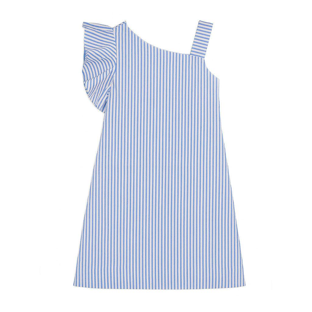 Seersucker Flutter Sleeve Dress