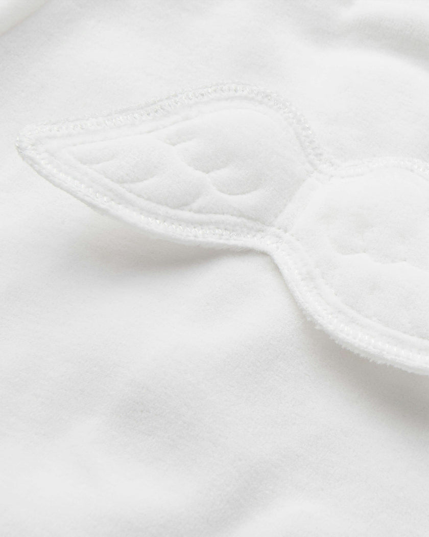 Velour Angel Wing™ Sleepsuit - White