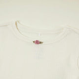 Coconut Pointelle Rosette Classic Pajama Set