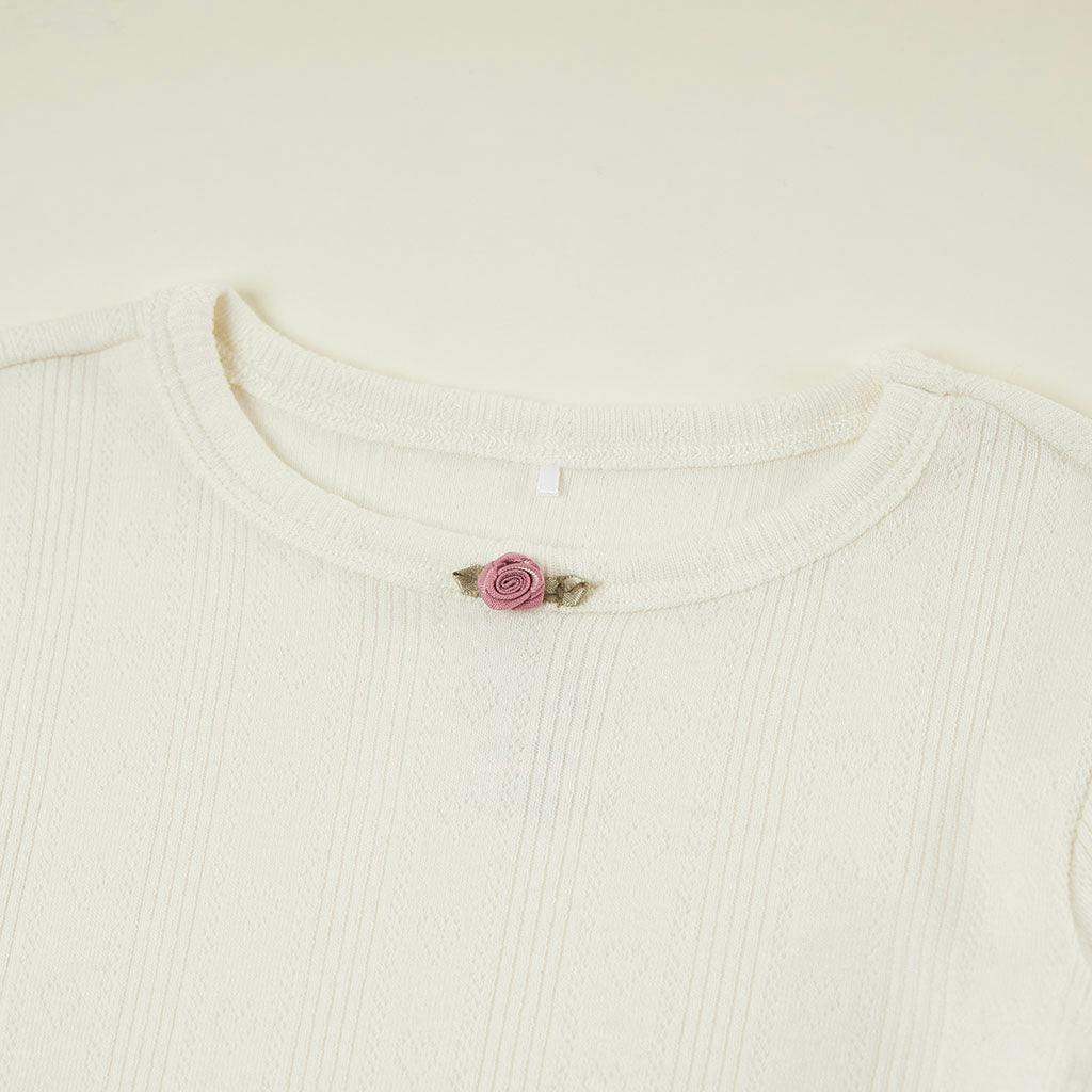 Coconut Pointelle Rosette Classic Pajama Set