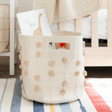 Handmade Canvas Storage Basket Pom Pom