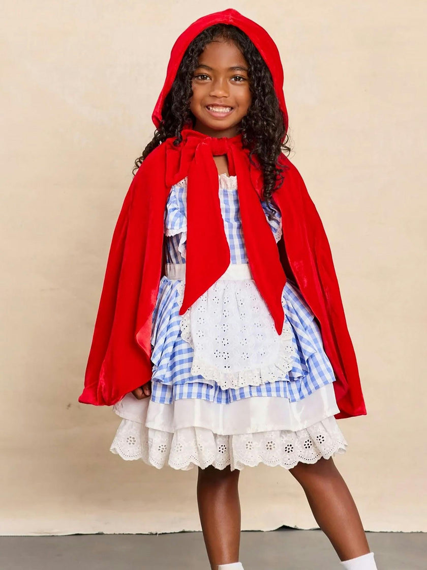 Red Riding Hood Dress with attached Apron For Girls
