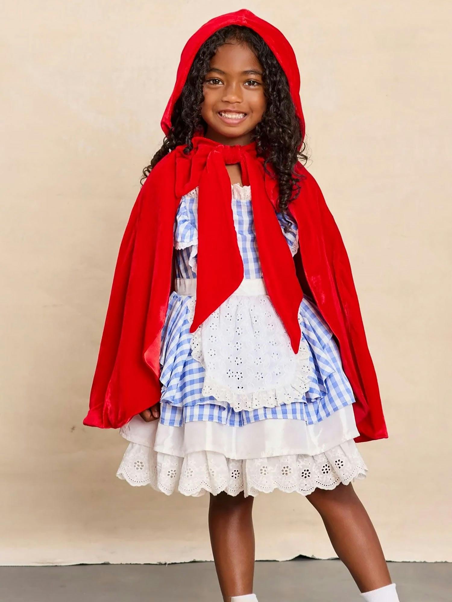 Red Riding Hood Dress with attached Apron For Girls