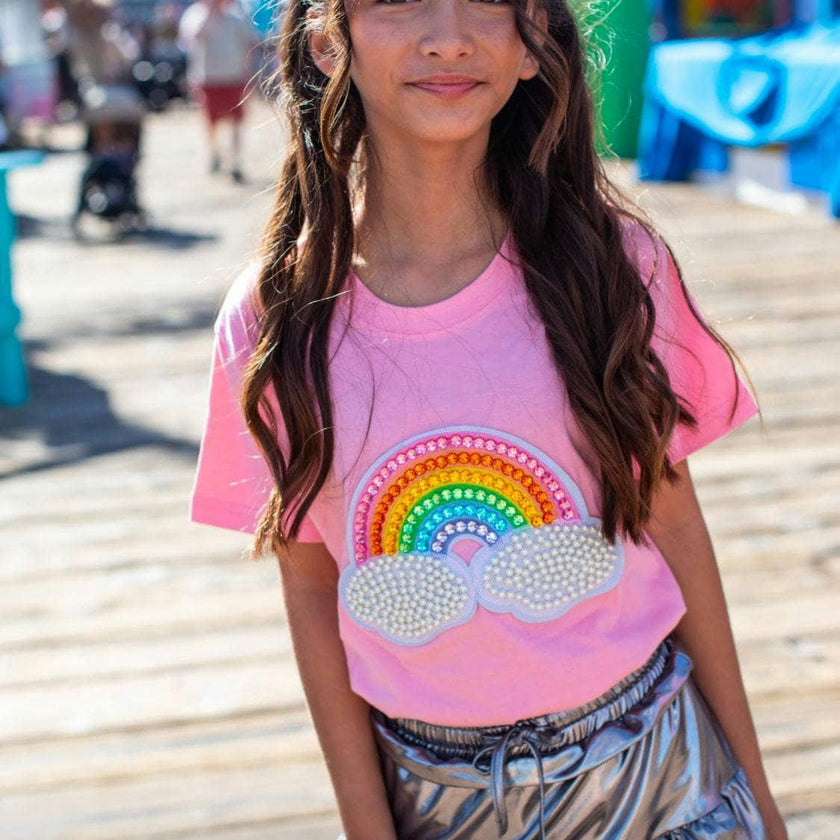 Pink Rainbow Pearl Patch T-shirt