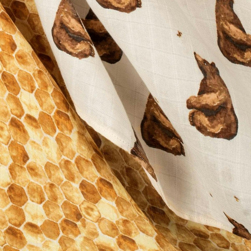 Honey and Honeycomb Bamboo Muslin Two-Piece Burp Cloth Set