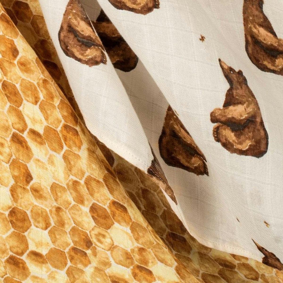Honey and Honeycomb Bamboo Muslin Two-Piece Burp Cloth Set