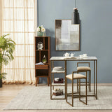 Marmo Breakfast Table Dining Set with Faux Marble Top