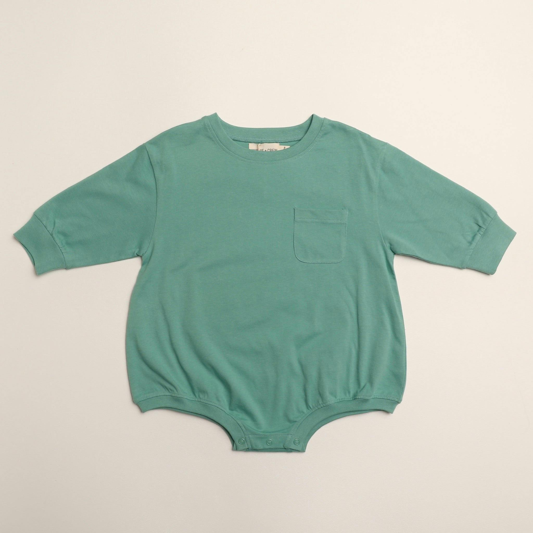 Harley Pocket Romper in Mineral Green