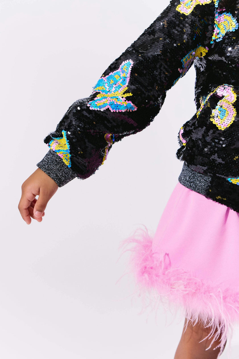 Magic Butterfly Sequin Bomber