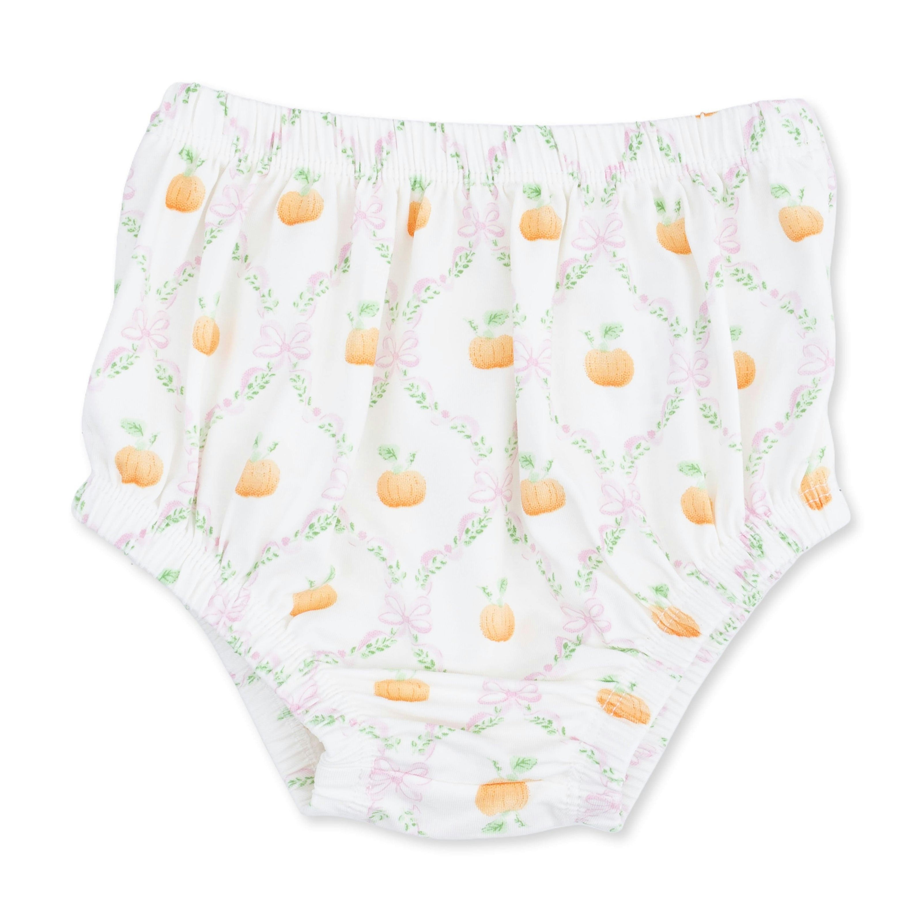Pretty Pumpkin Trellis - Jane Puff Sleeve Bishop Dress and Bloomer
