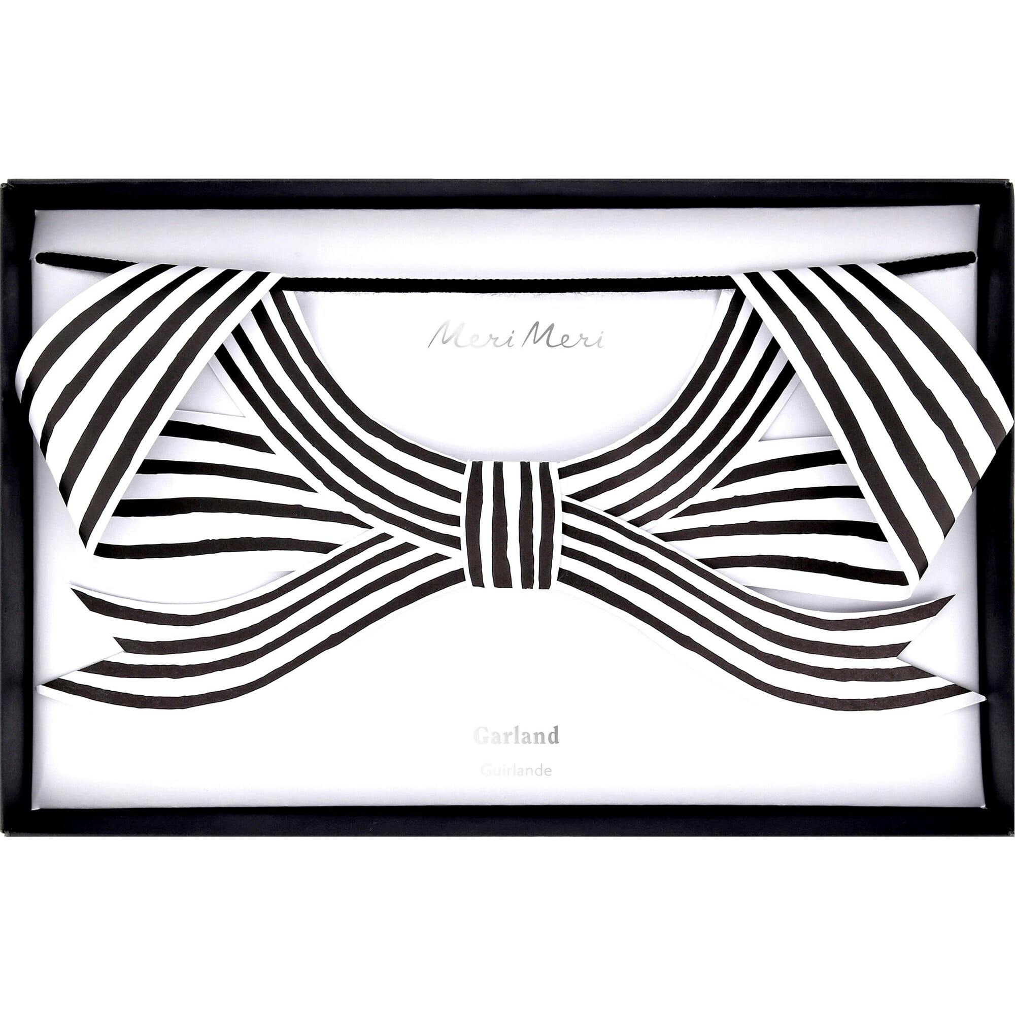 Black & White Stripy Bow Garland