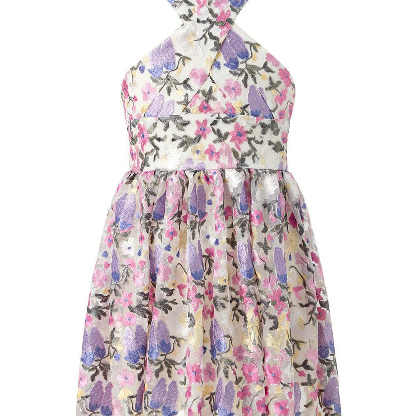 Mariah Embroidered Halter Neck Dress