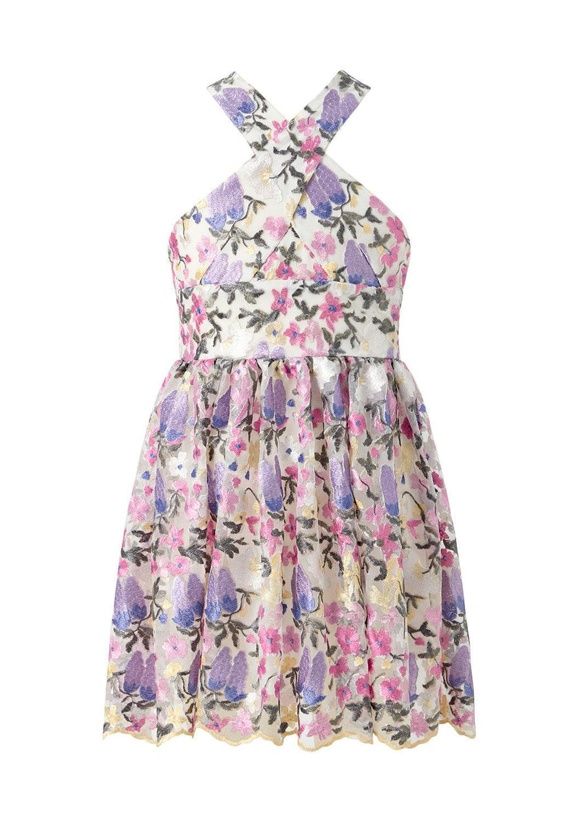 Mariah Embroidered Halter Neck Dress