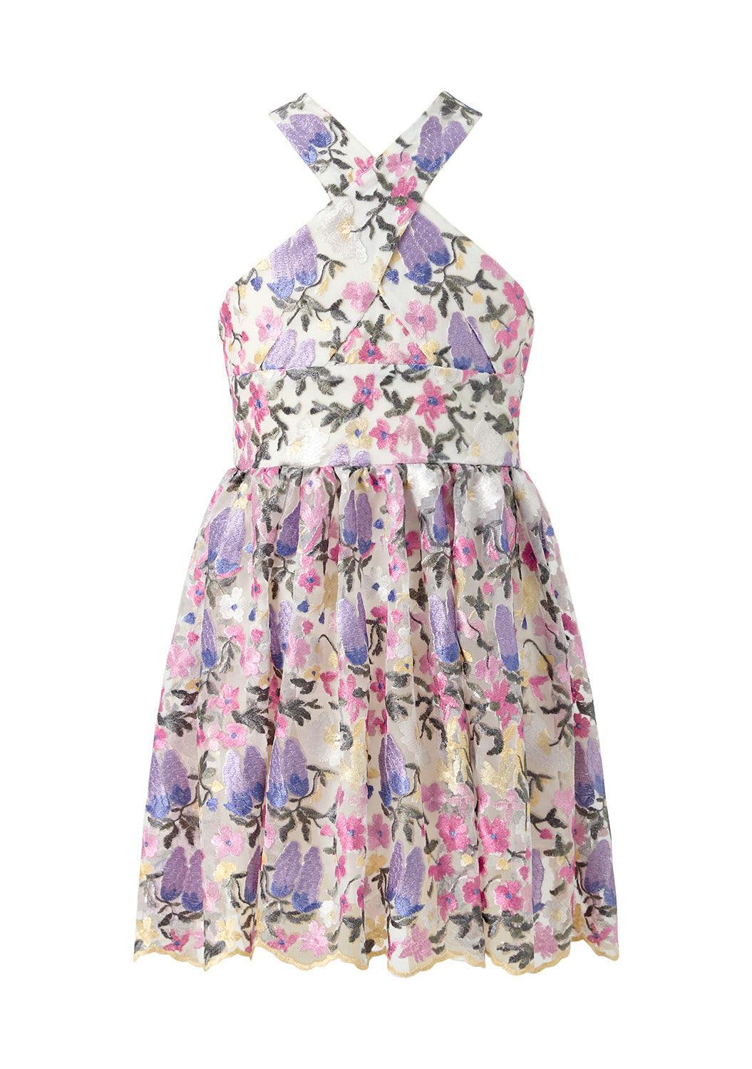 Mariah Embroidered Halter Neck Dress