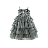 Grey Layered Tulle Sequin Sleeveless Dress