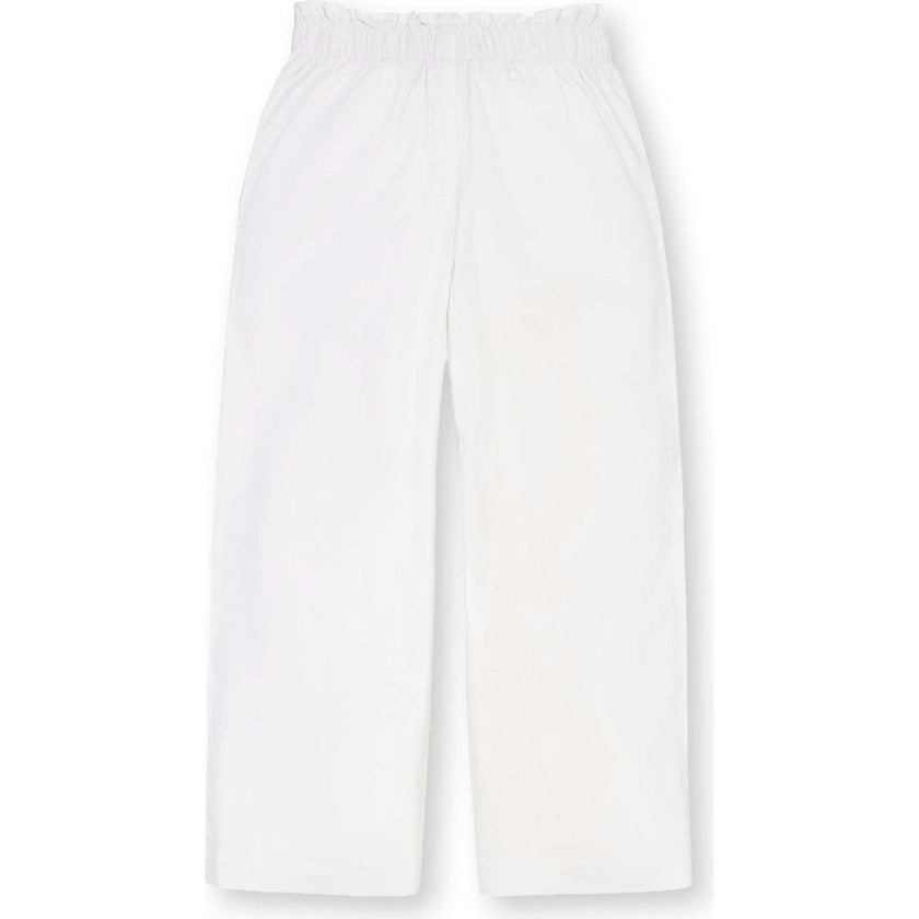 Linen Paper Bag Tie-Waist Pant, White