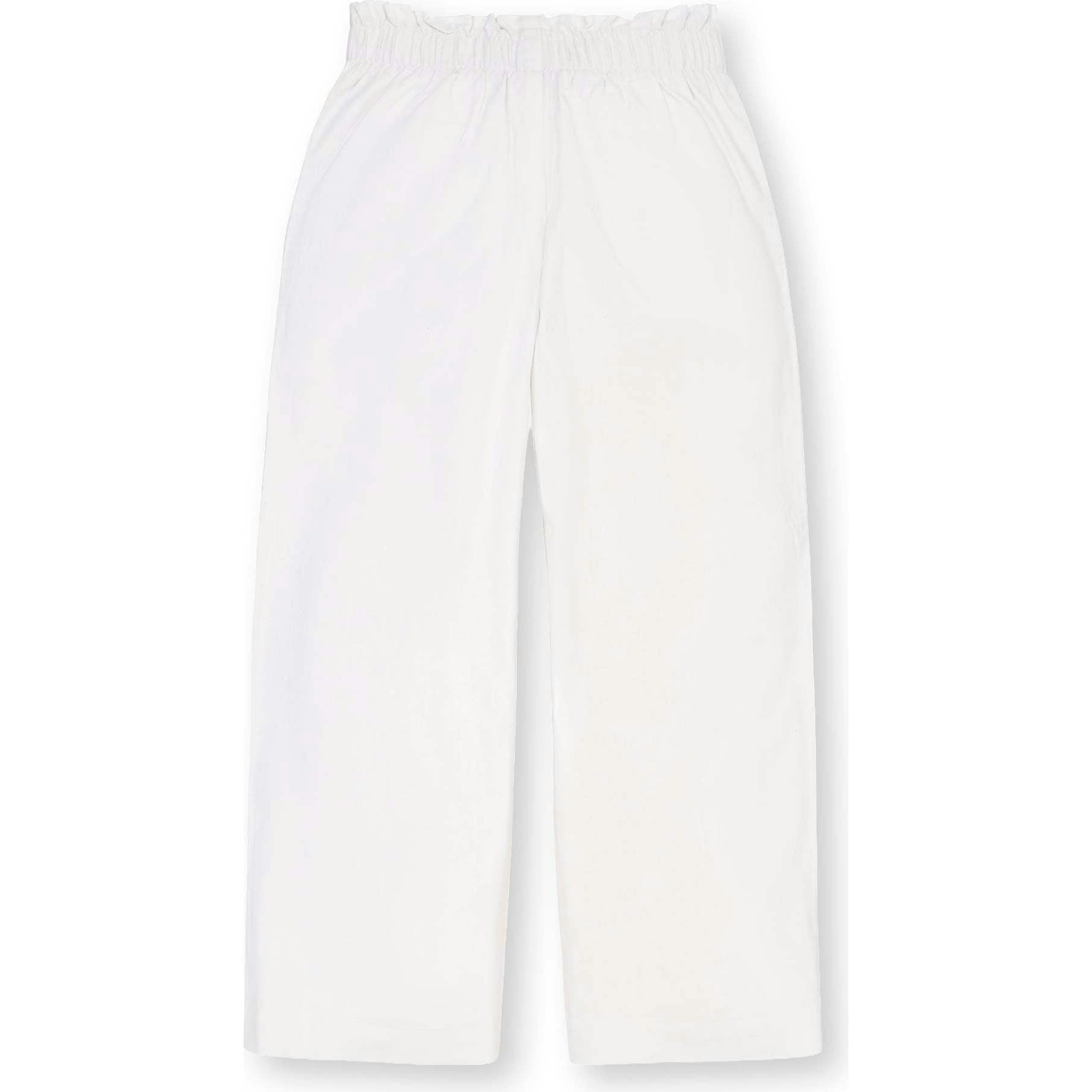 Linen Paper Bag Tie-Waist Pant, White