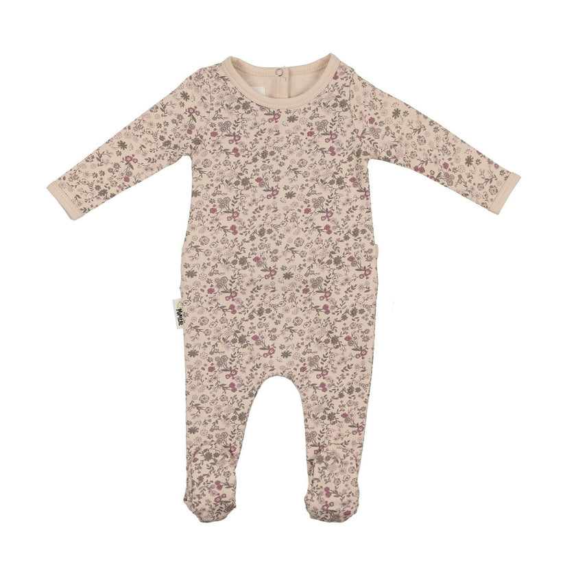 Elegant Floral Footie and Beanie Set