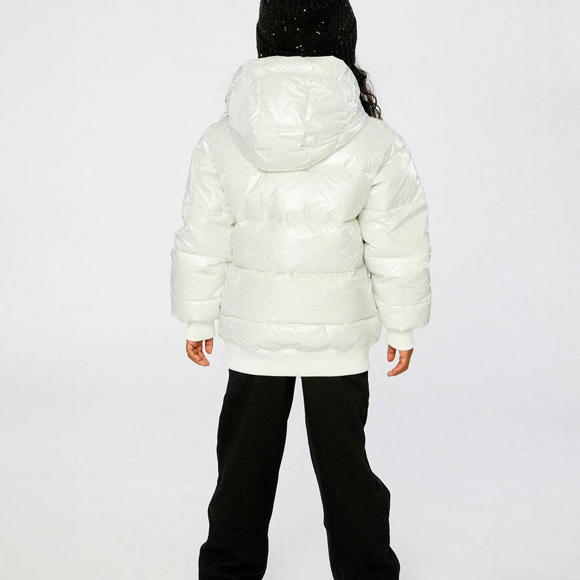 Winter Puffy Jacket White Glitter