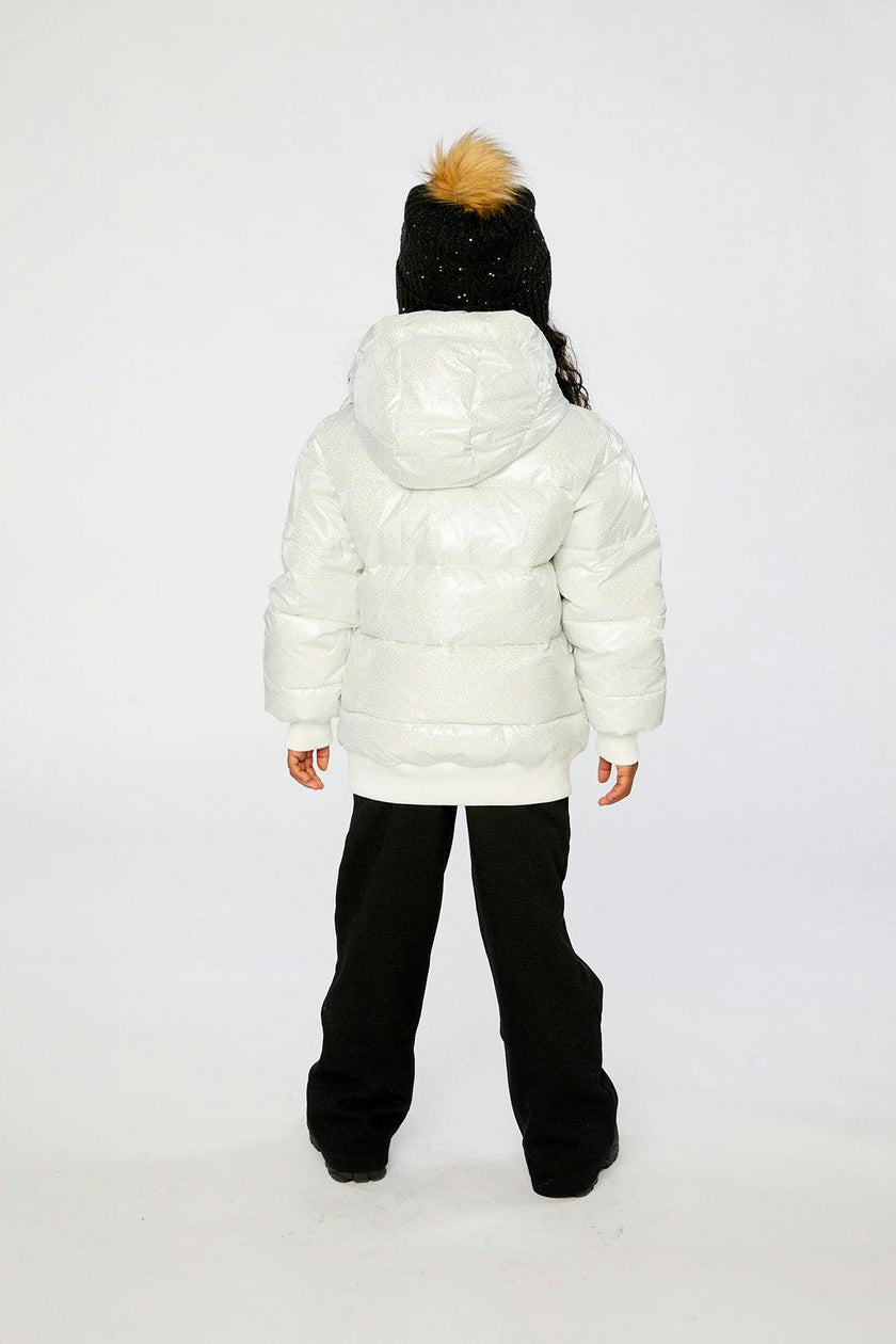 Winter Puffy Jacket White Glitter