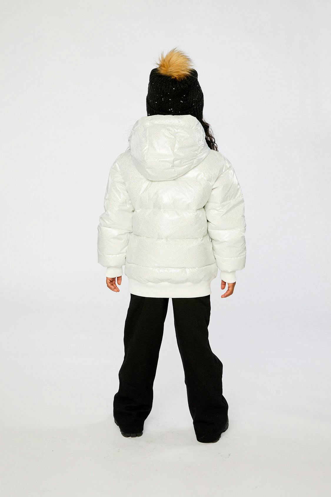 Winter Puffy Jacket White Glitter