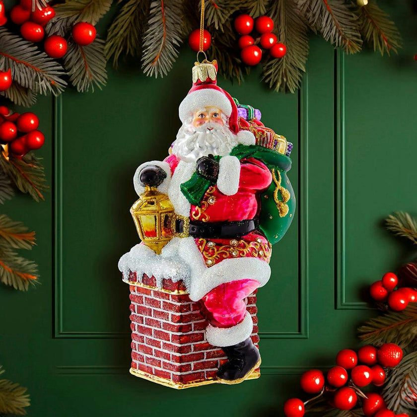 Kurt Adler 7-Inch Bellisimo Santa In Chimney Ornament