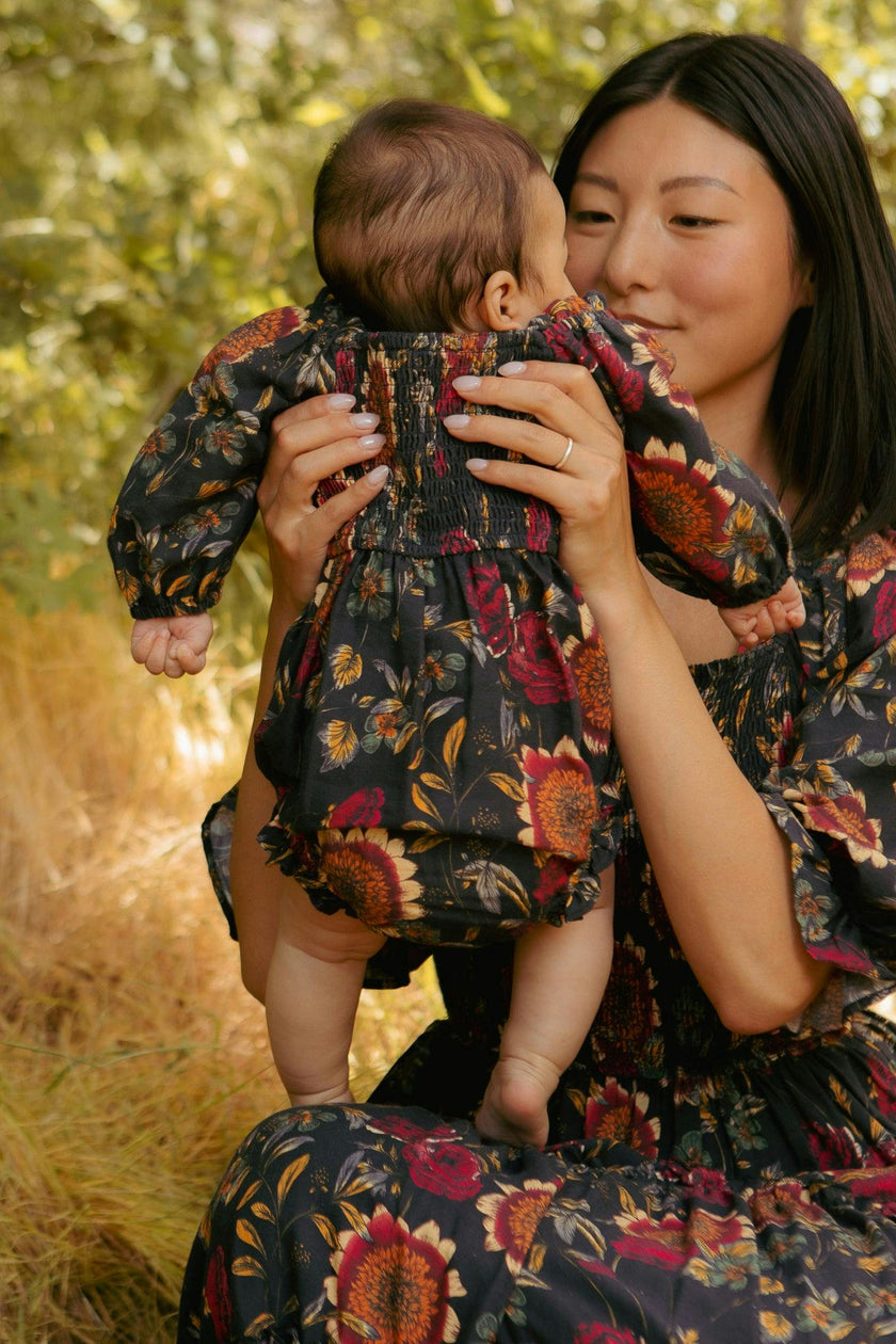 Baby Madeline Romper in Moody Sunflower