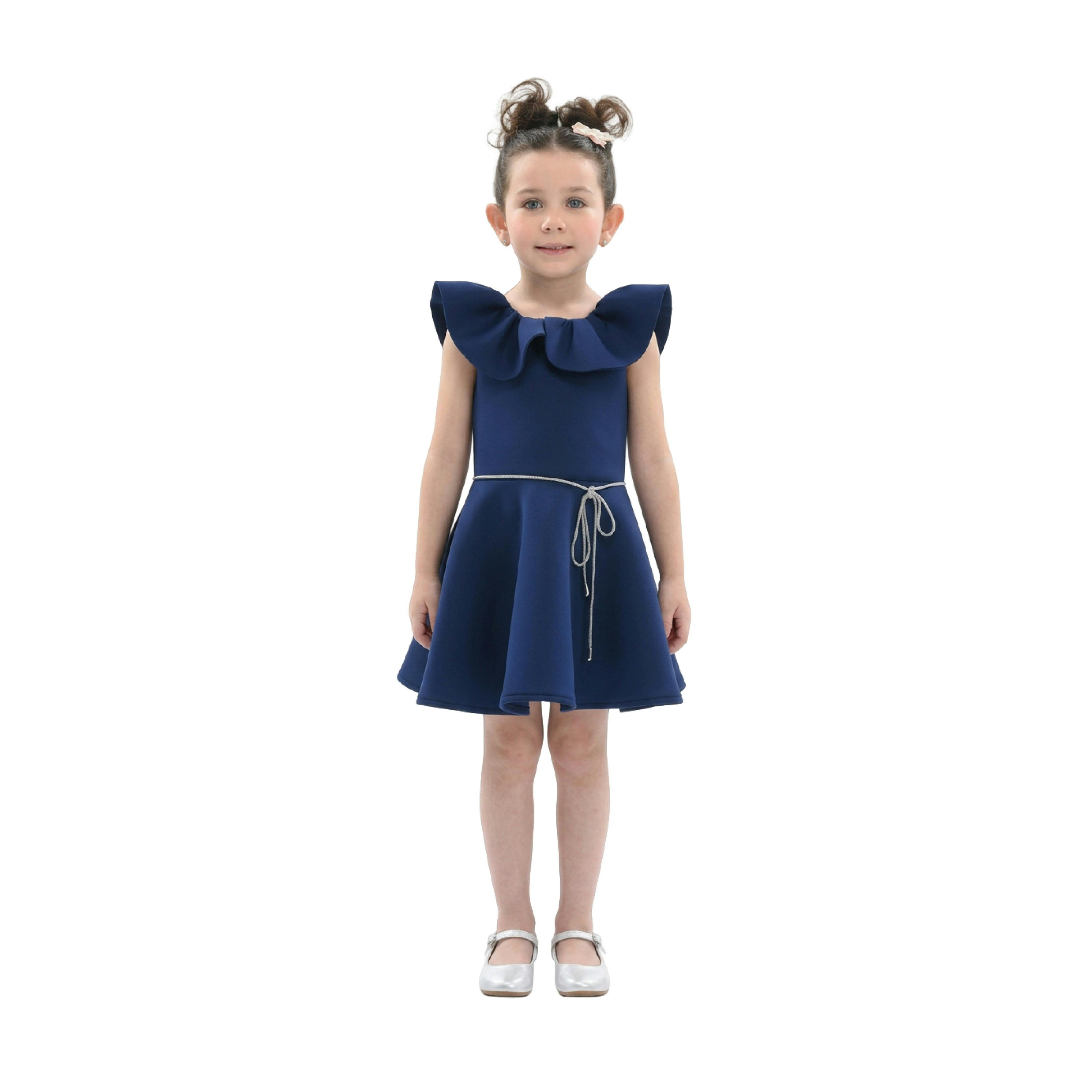 Navy Iris Ruffle Dress