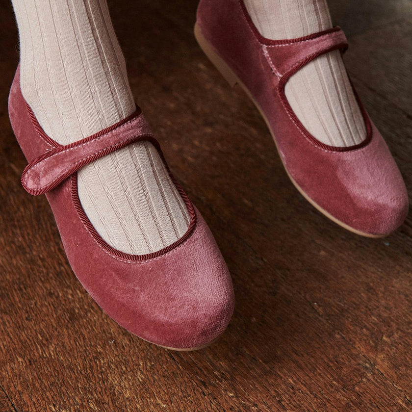 Dusty Pink Velvet Girl Mary Jane Shoes