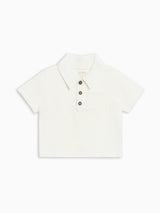 Ezra Muslin Short Sleeve Polo - Coconut