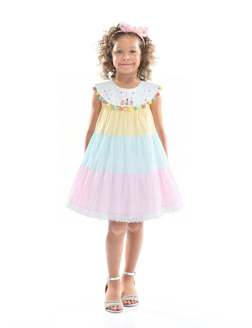 Pastel Nalinee Rainbow Pom‑Pom Dress