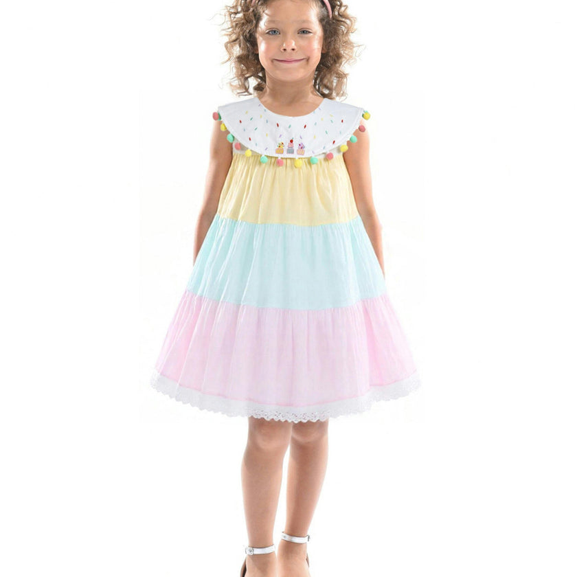 Pastel Nalinee Rainbow Pom‑Pom Dress