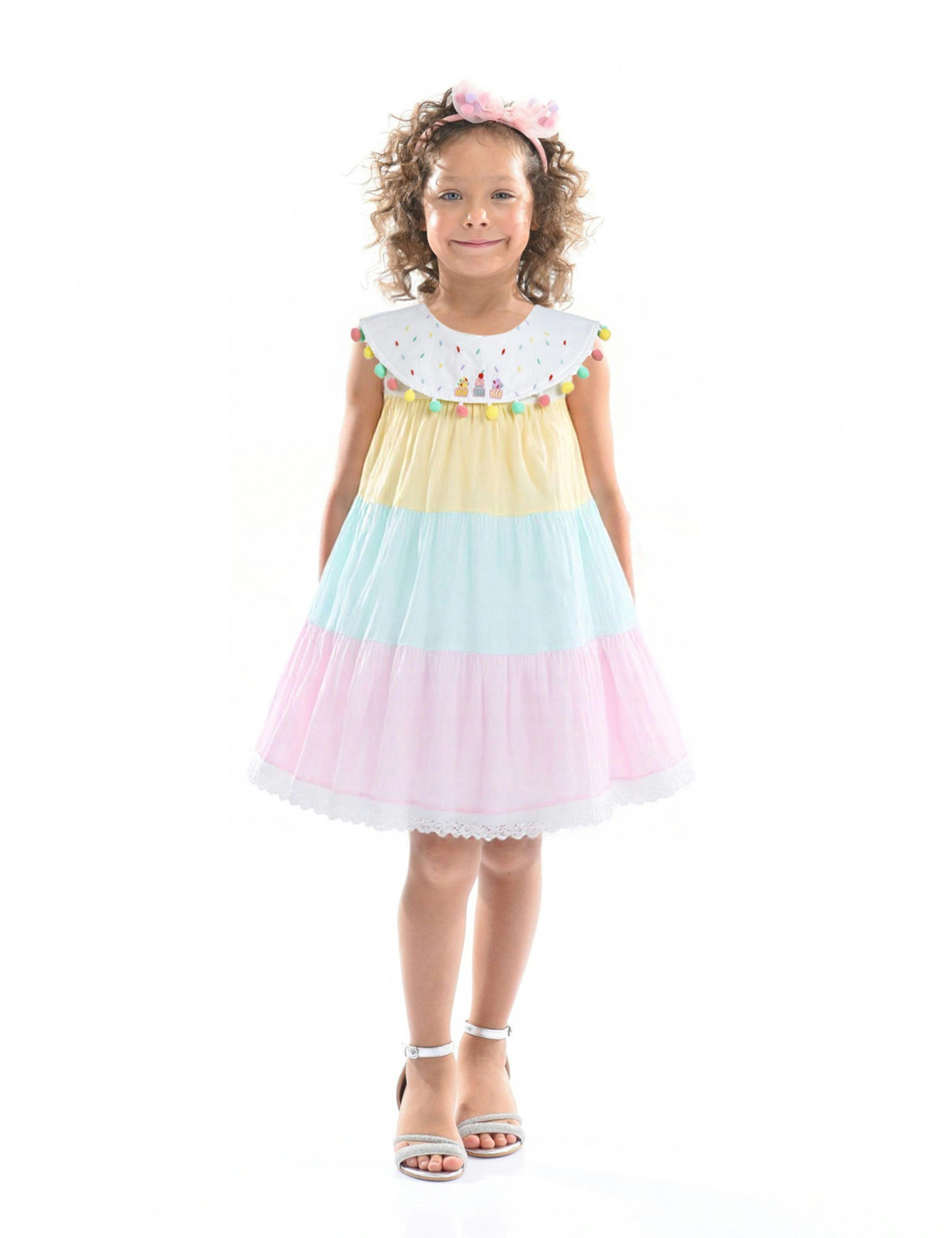 Pastel Nalinee Rainbow Pom‑Pom Dress
