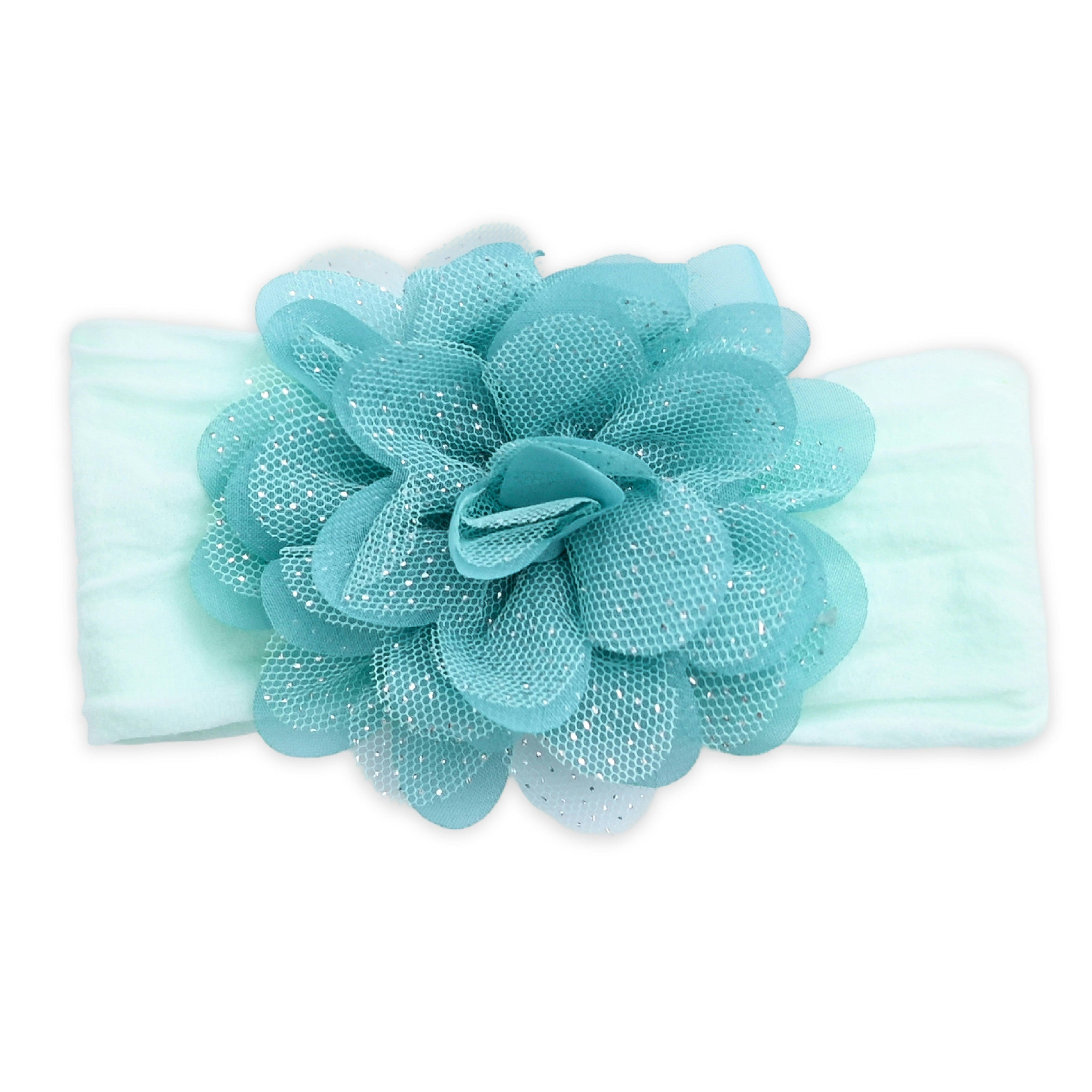 Multicolor Elastic Glitter Floral Headband Set