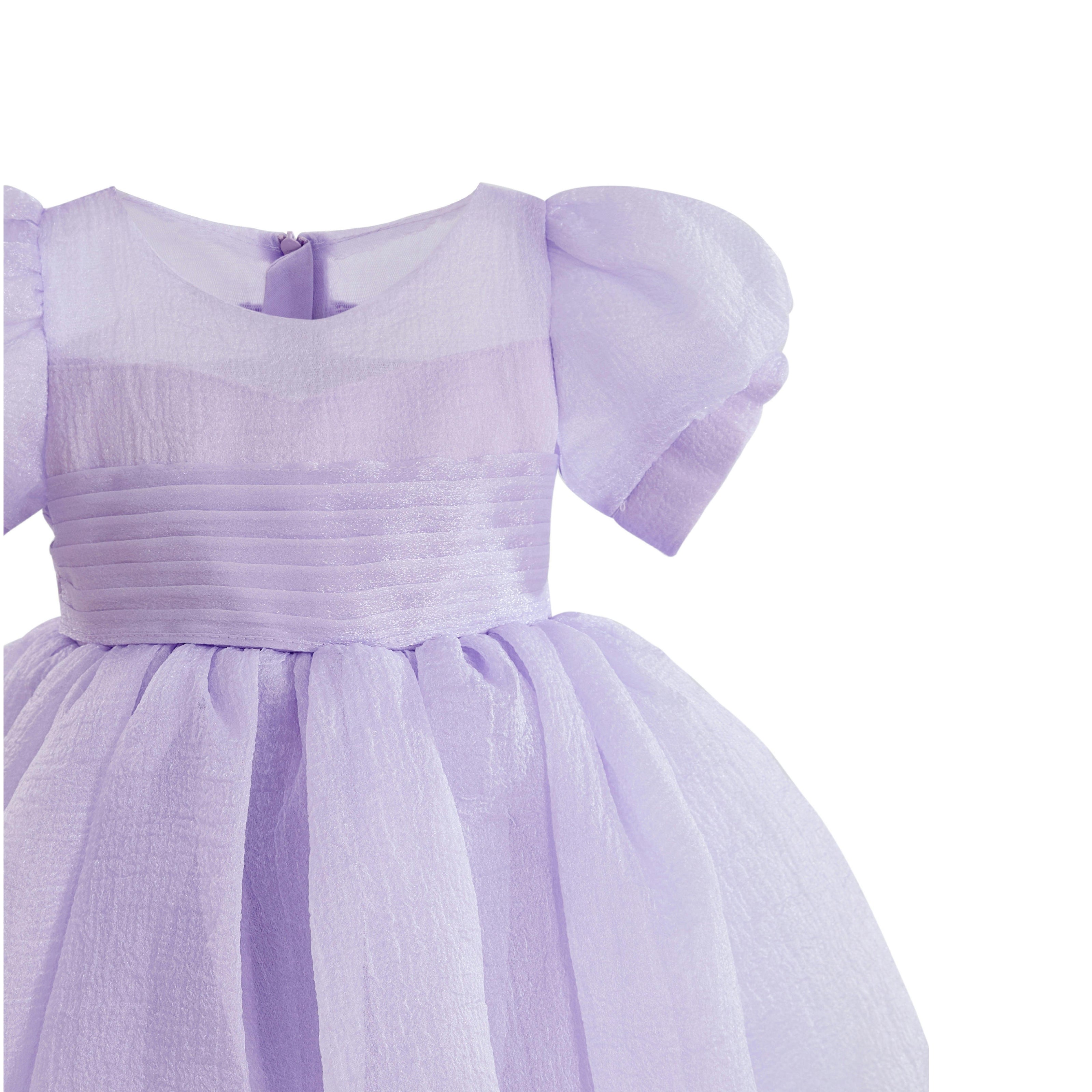 Purple Brixton Puff-Sleeve Party Dress