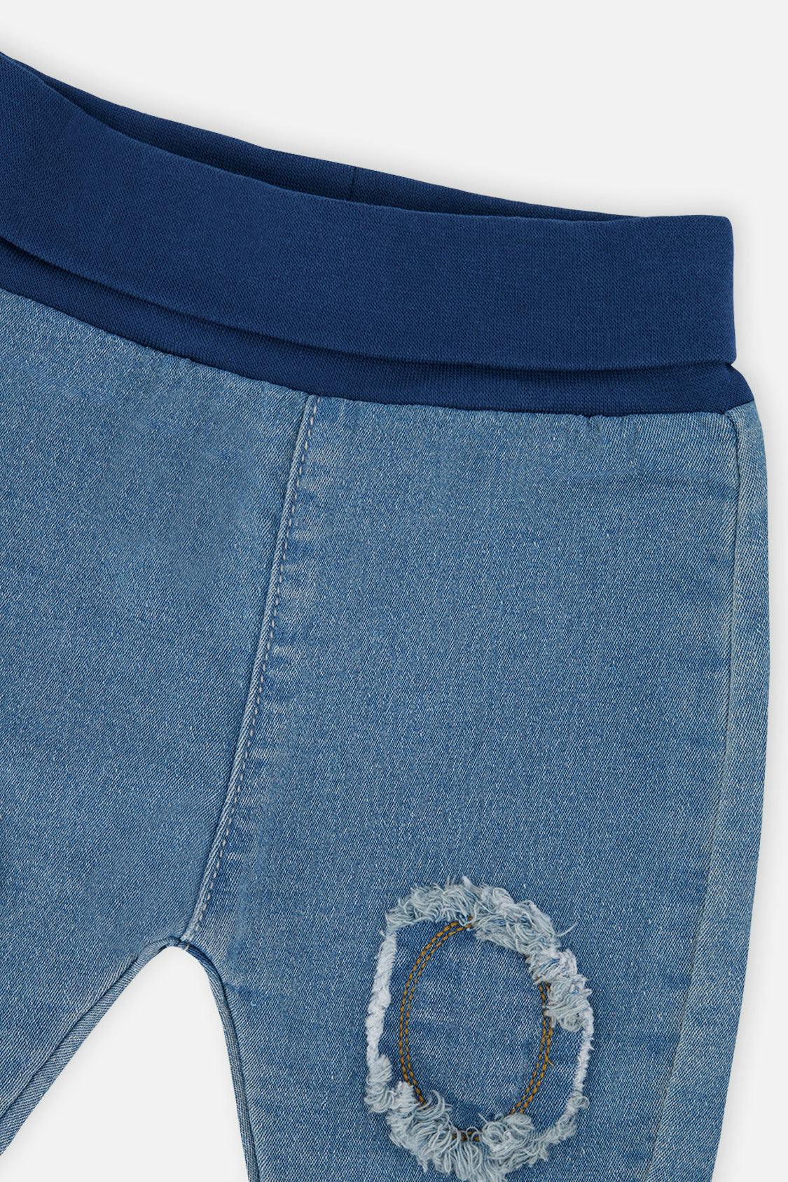 French Terry Denim Evolutive Pants Light Blue Denim