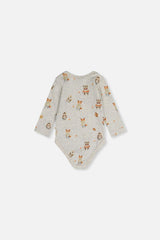 Organic Cotton Onesie Beige Animal Print