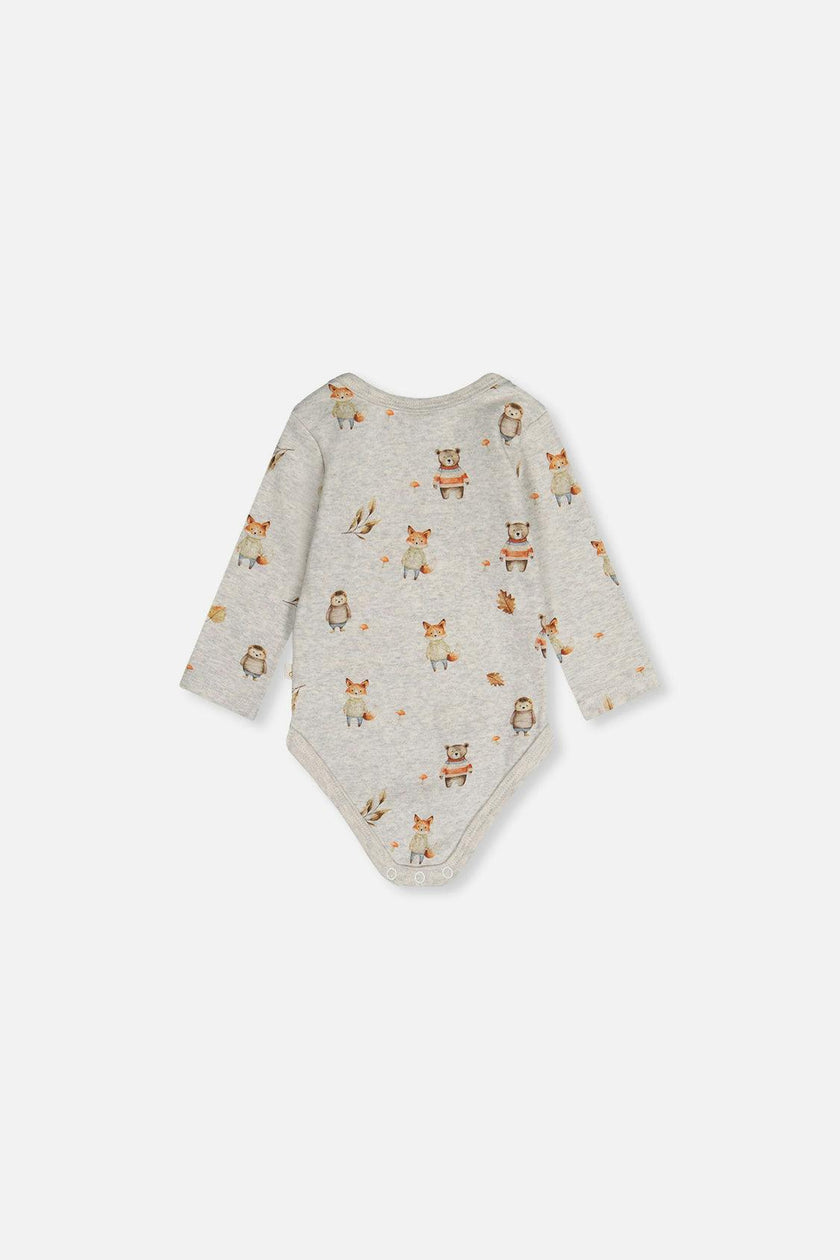 Organic Cotton Onesie Beige Animal Print