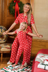 Mini Kali Pajama Set in Poinsettia Candy Canes