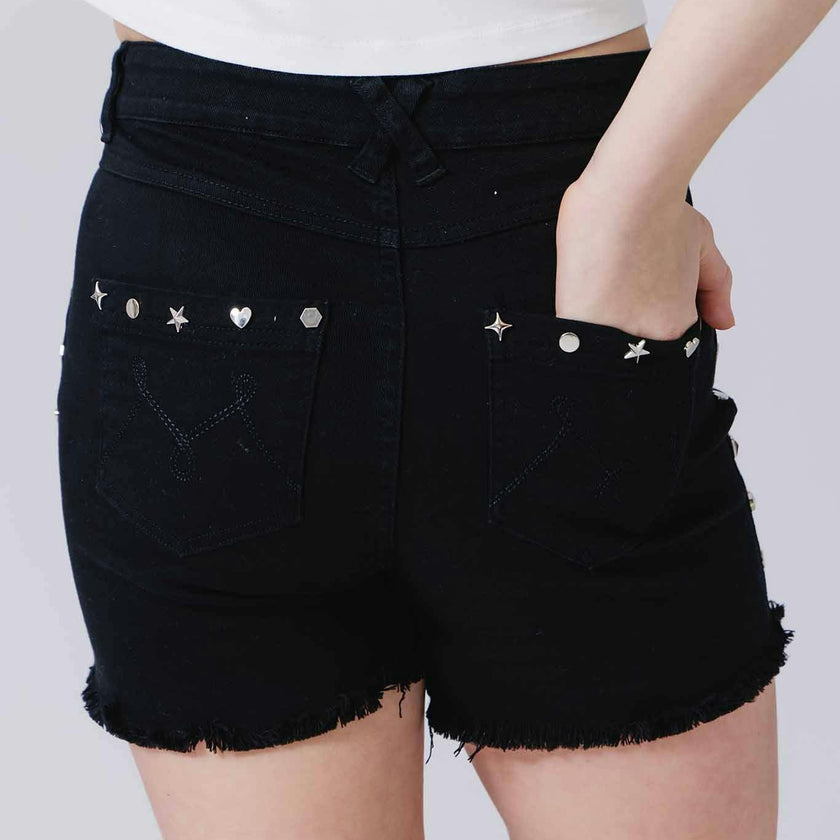 Girls Twill Stud Short in Black