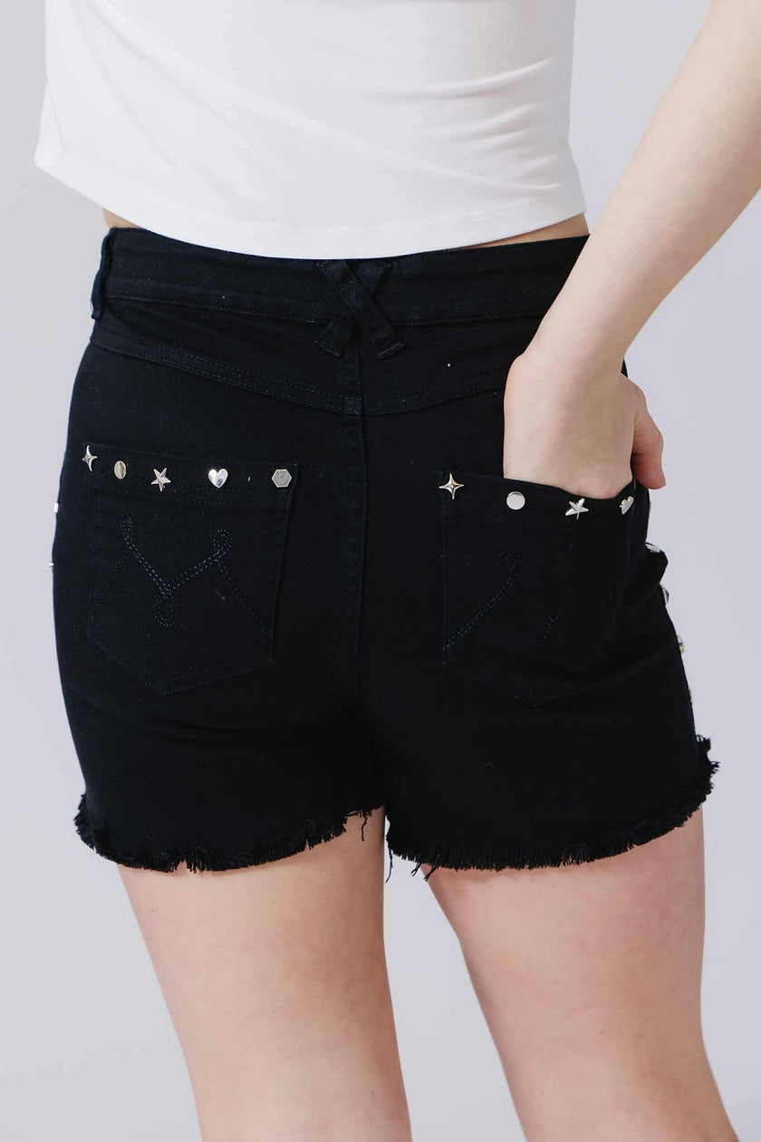 Girls Twill Stud Short in Black