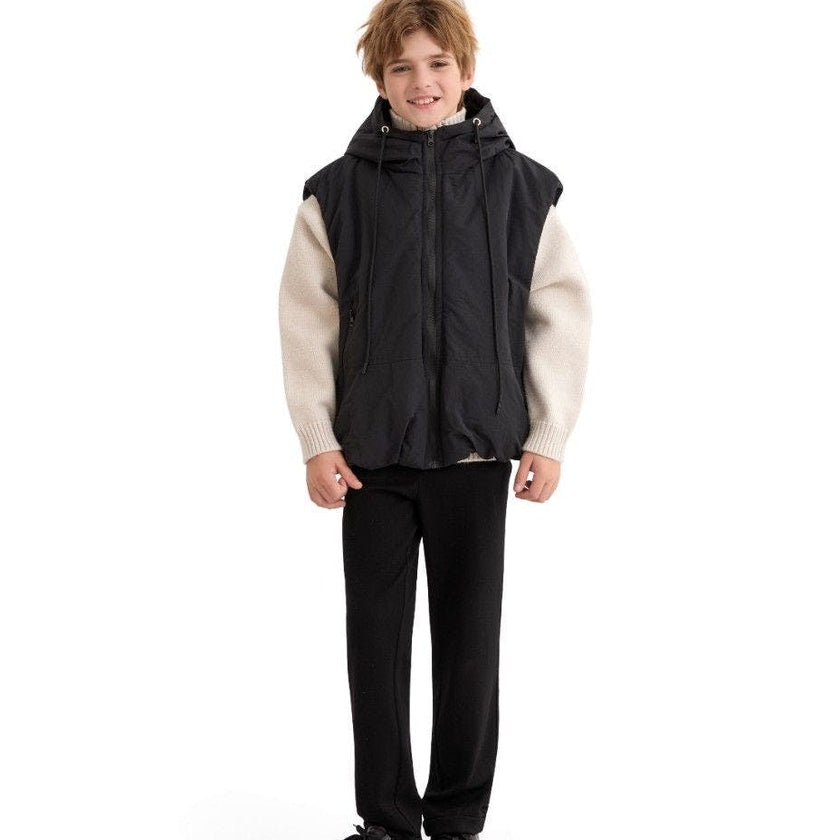 Black Hooded Puffer Vest